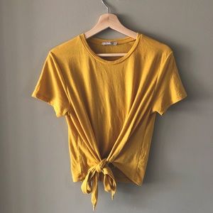 2/$15 Gold Yellow Mustard TSHIRT Twist Tie Bow Zar